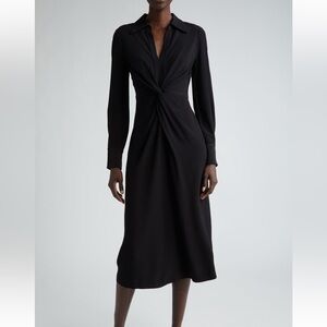 St. John Black Sheath Dress with Bishop Sleeves